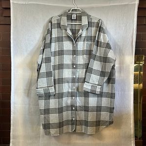 Lands’ End flannel nightshirt gray plaid 3X 24-26